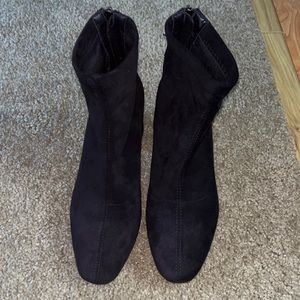 Womens black suede booties